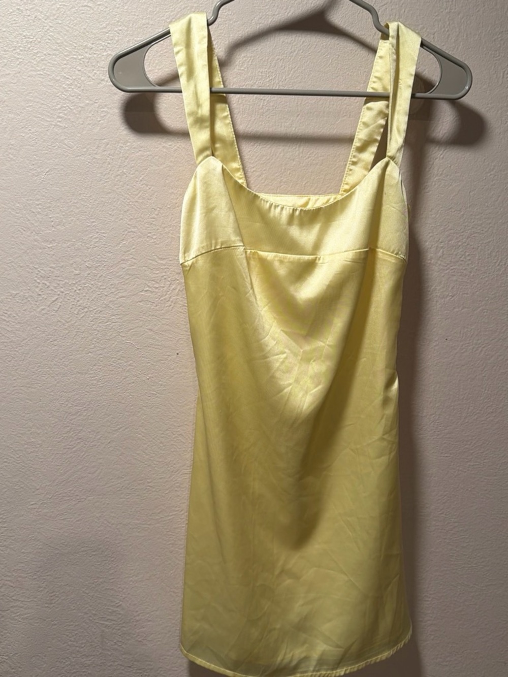 Peppermayo Odette Satin Butter Yellow Mini Dress - Picture 3 of 5